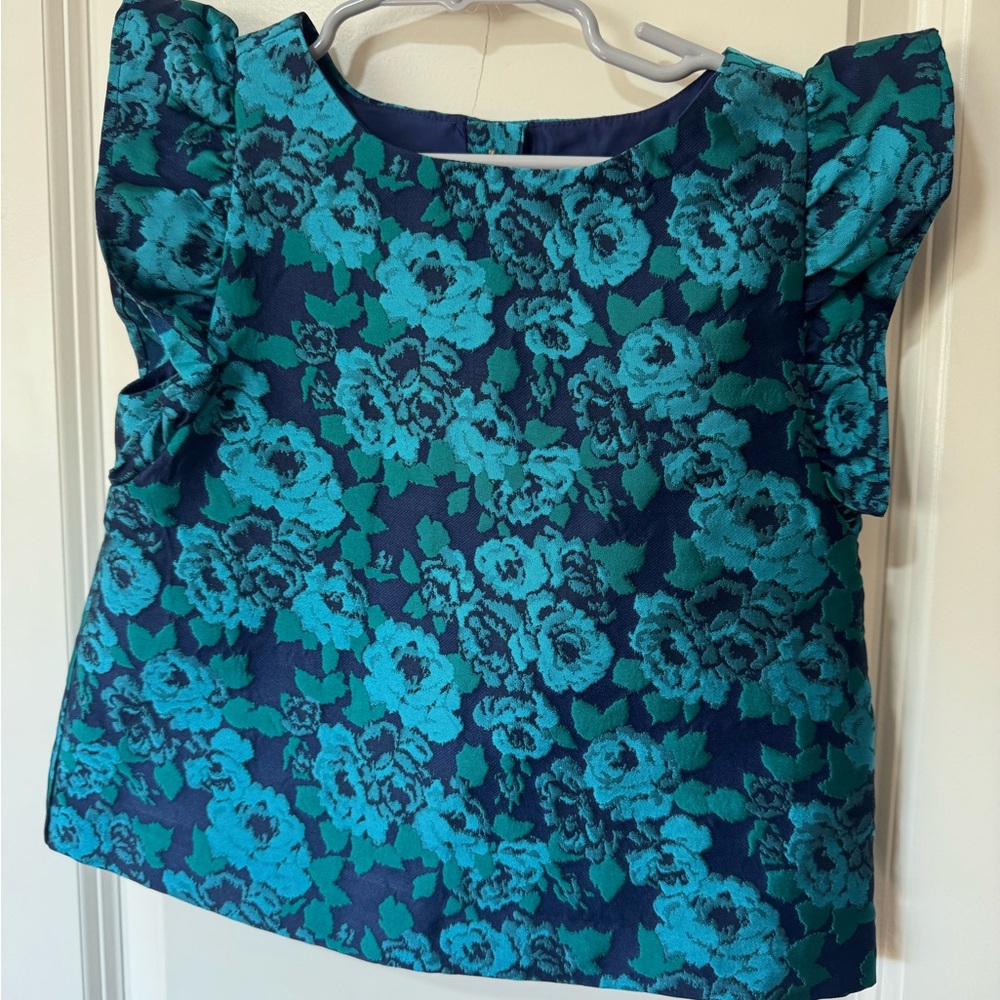 Janie and Jack Navy and Teal Floral Top